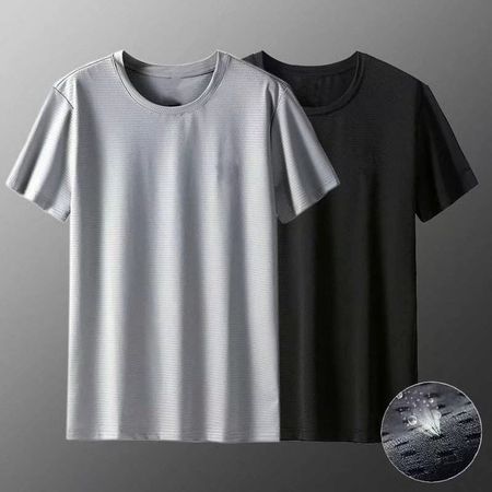 Summer Men's Short-Sleeved Summer New Loose Mesh Large Sports Casual Ice Silk T-Shirt